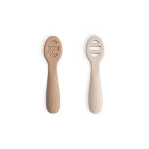 Mushie First Feeding Baby Spoons - Silicone 2-Pack - Natural/Shifting Sand